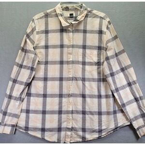 Old Navy Shirt Women's XL Long Sleeve Button Up Pink Plaid Lightweight